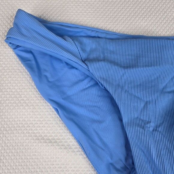 Becca Swim Bikini Bottoms Womens Size Small Ribbed Blue Stretch Nylon - Picture 3 of 4